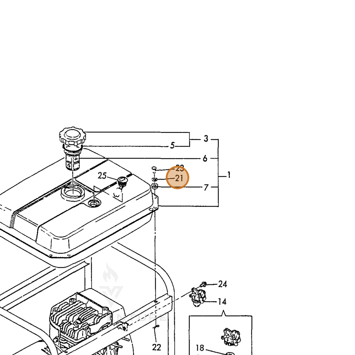 ECHO part Y18335055130 — IPL diagram snippet (6x zoom, amber highlight)