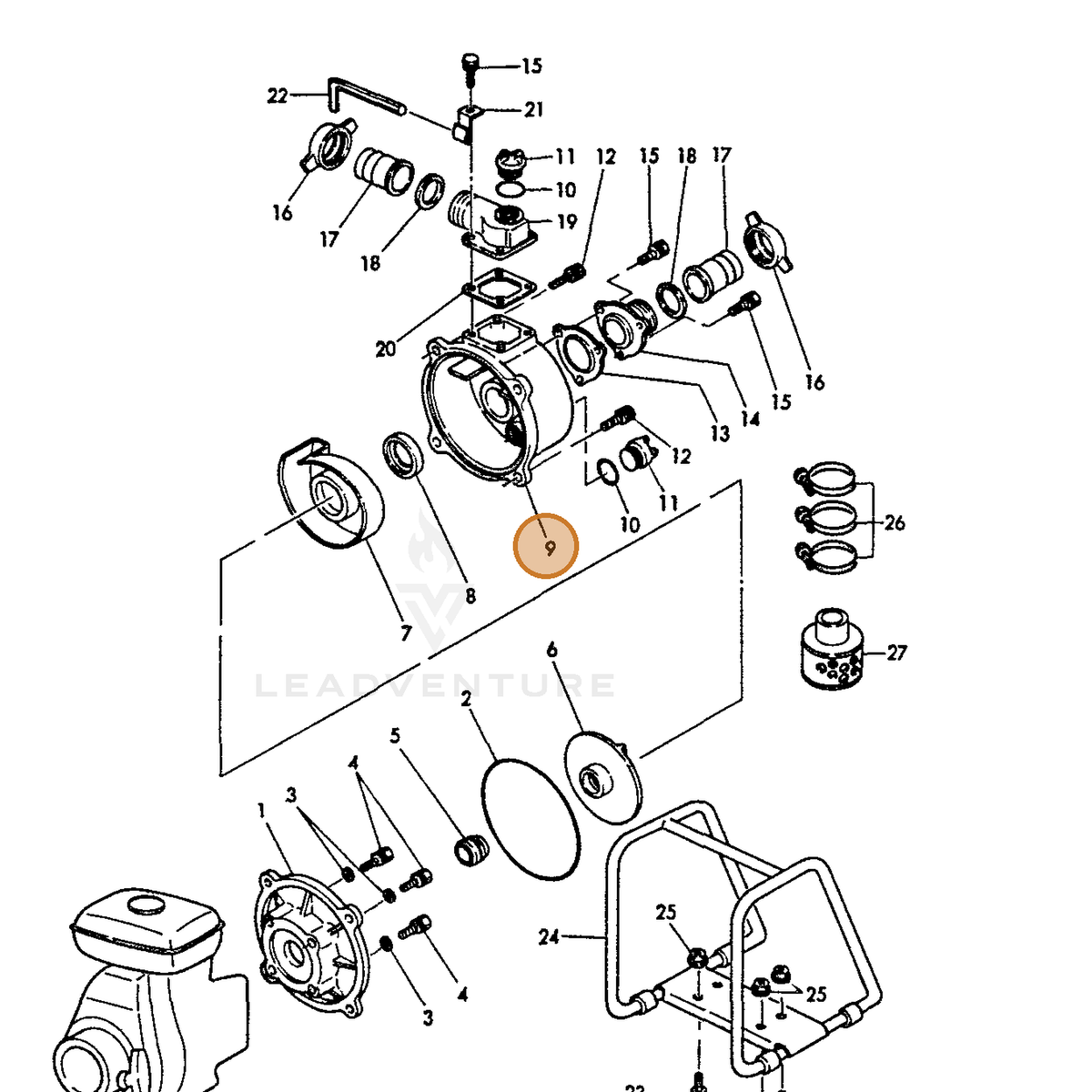ECHO part Y18342948050 — IPL diagram snippet (6x zoom, amber highlight)