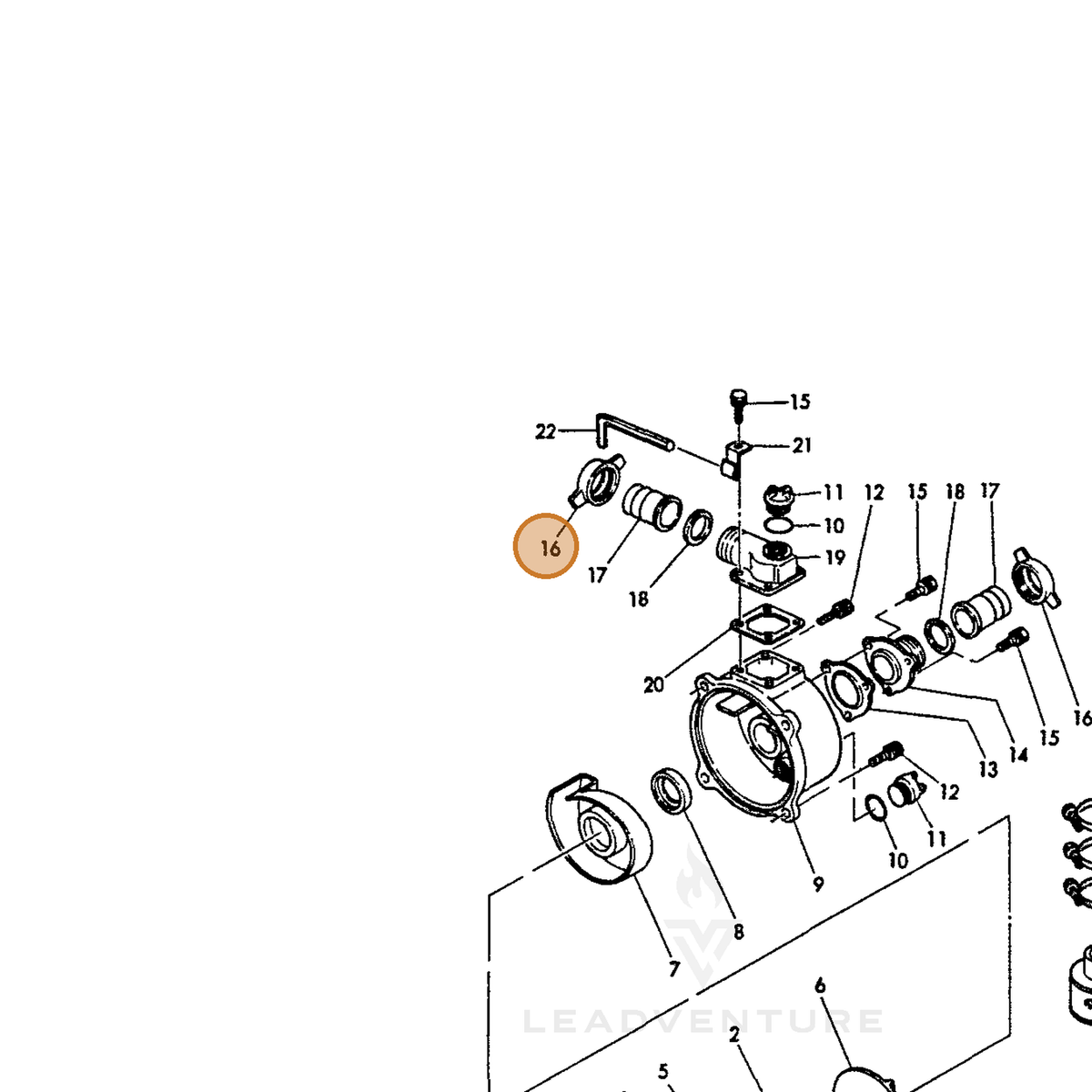 ECHO part Y18342948200 — IPL diagram snippet (6x zoom, amber highlight)