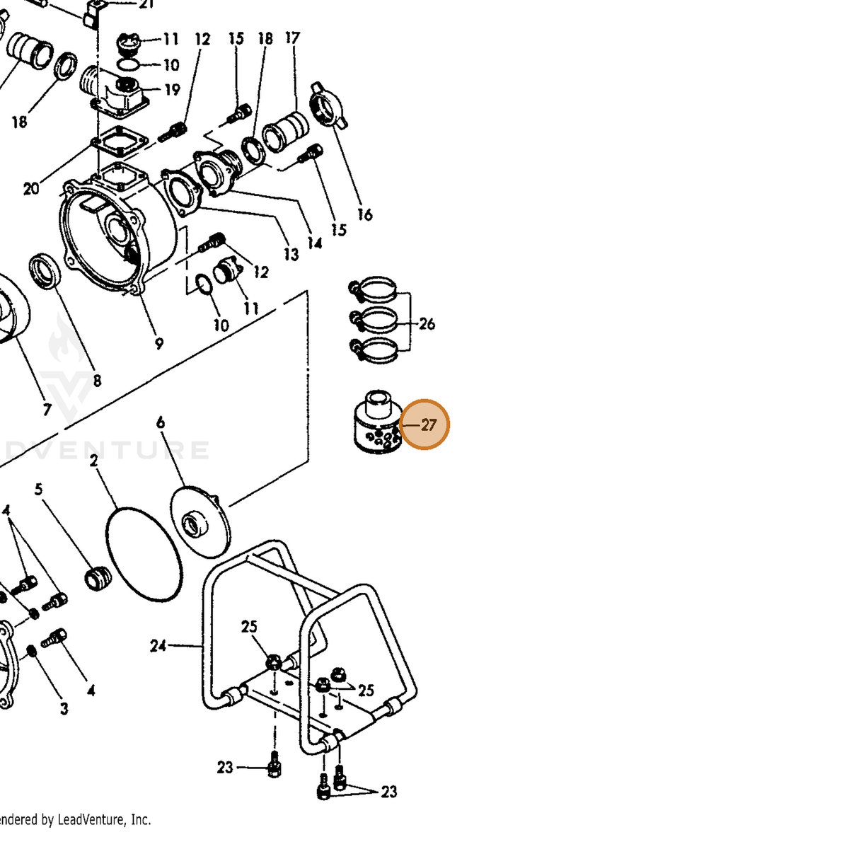 ECHO part Y18342948360 — IPL diagram snippet (6x zoom, amber highlight)