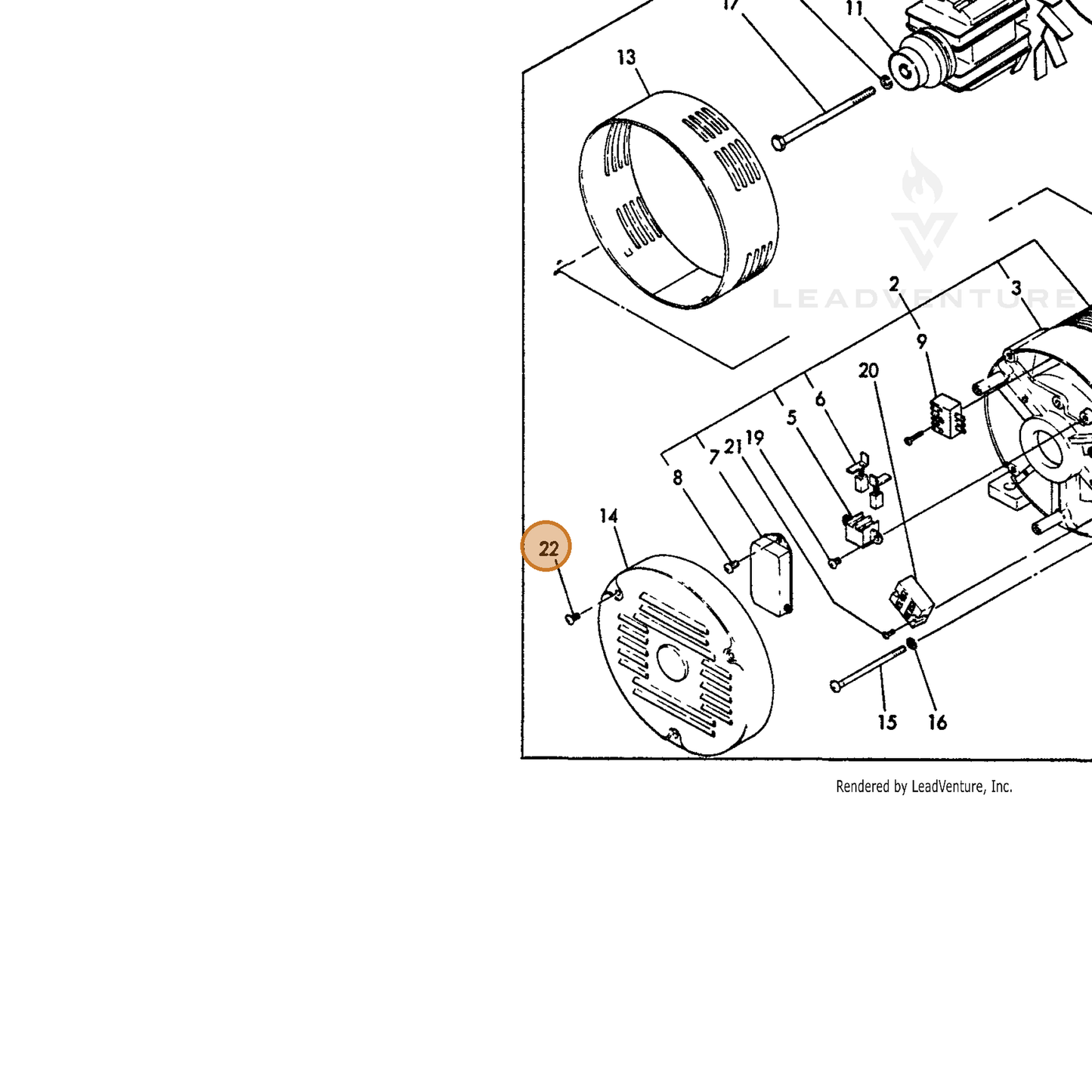 ECHO part Y18352091290 — IPL diagram snippet (6x zoom, amber highlight)