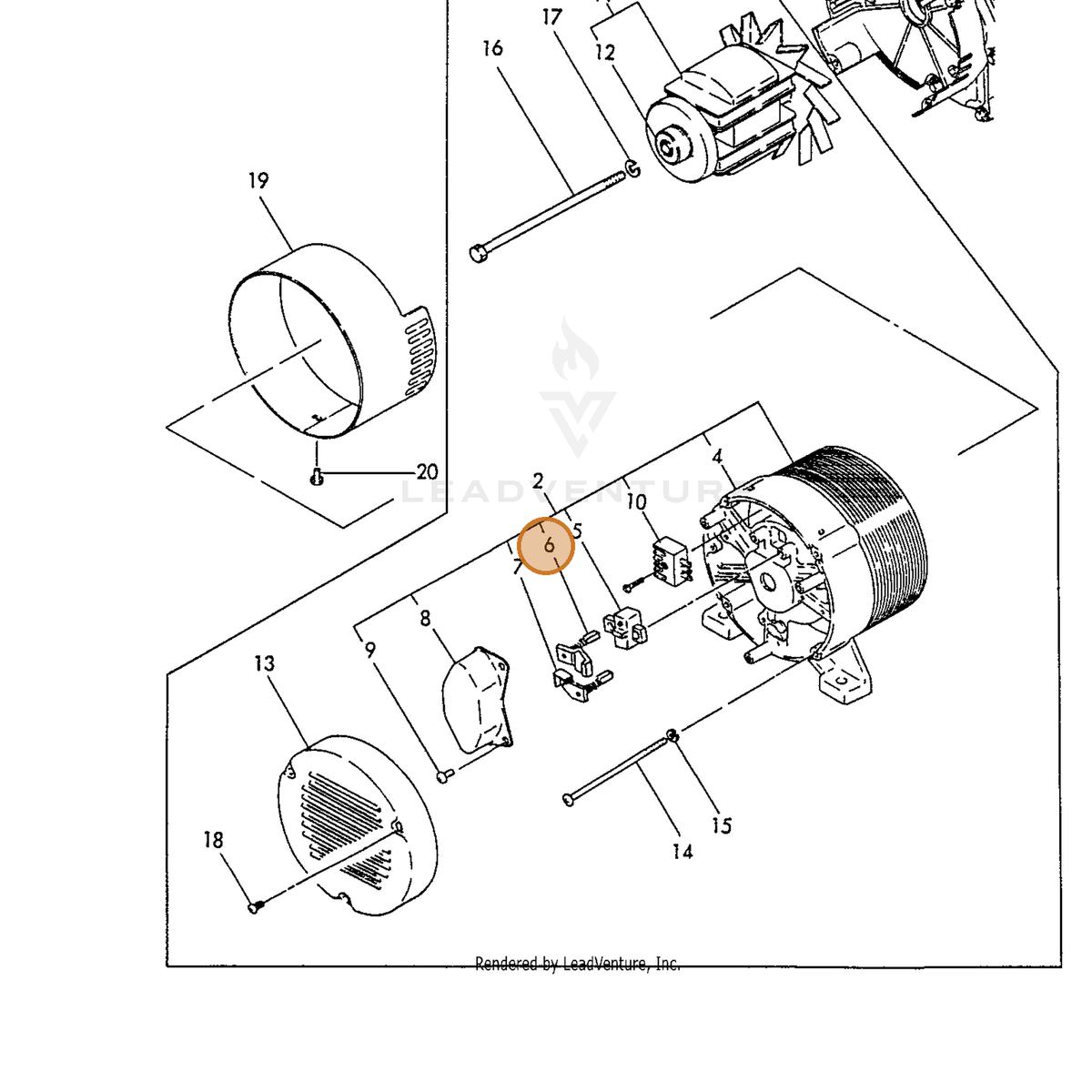 ECHO part Y18362074220 — IPL diagram snippet (6x zoom, amber highlight)