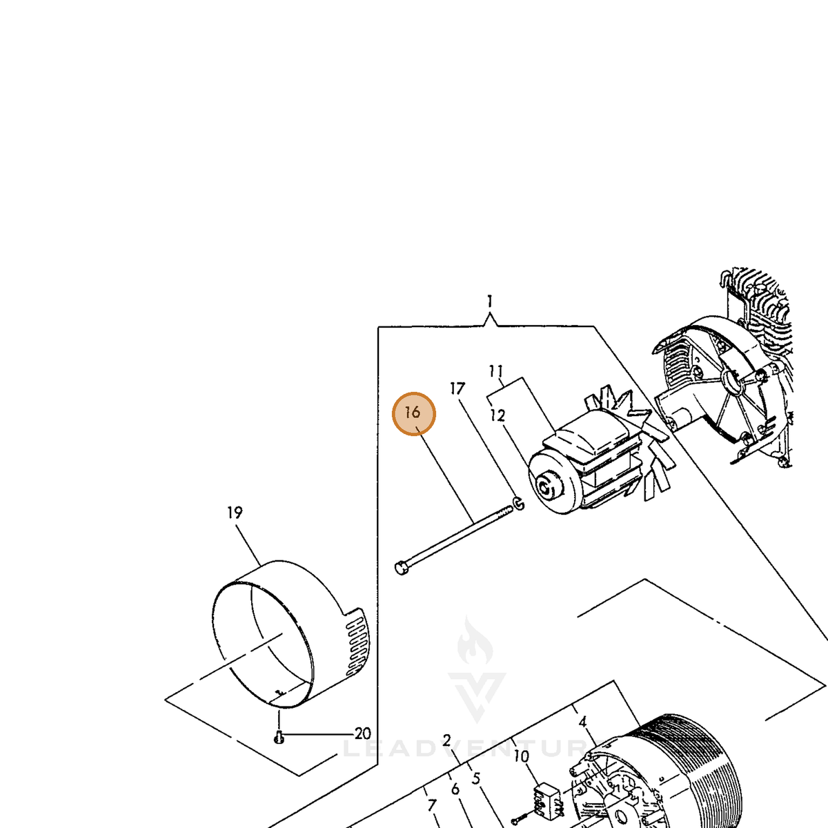 ECHO part Y18362074430 — IPL diagram snippet (6x zoom, amber highlight)
