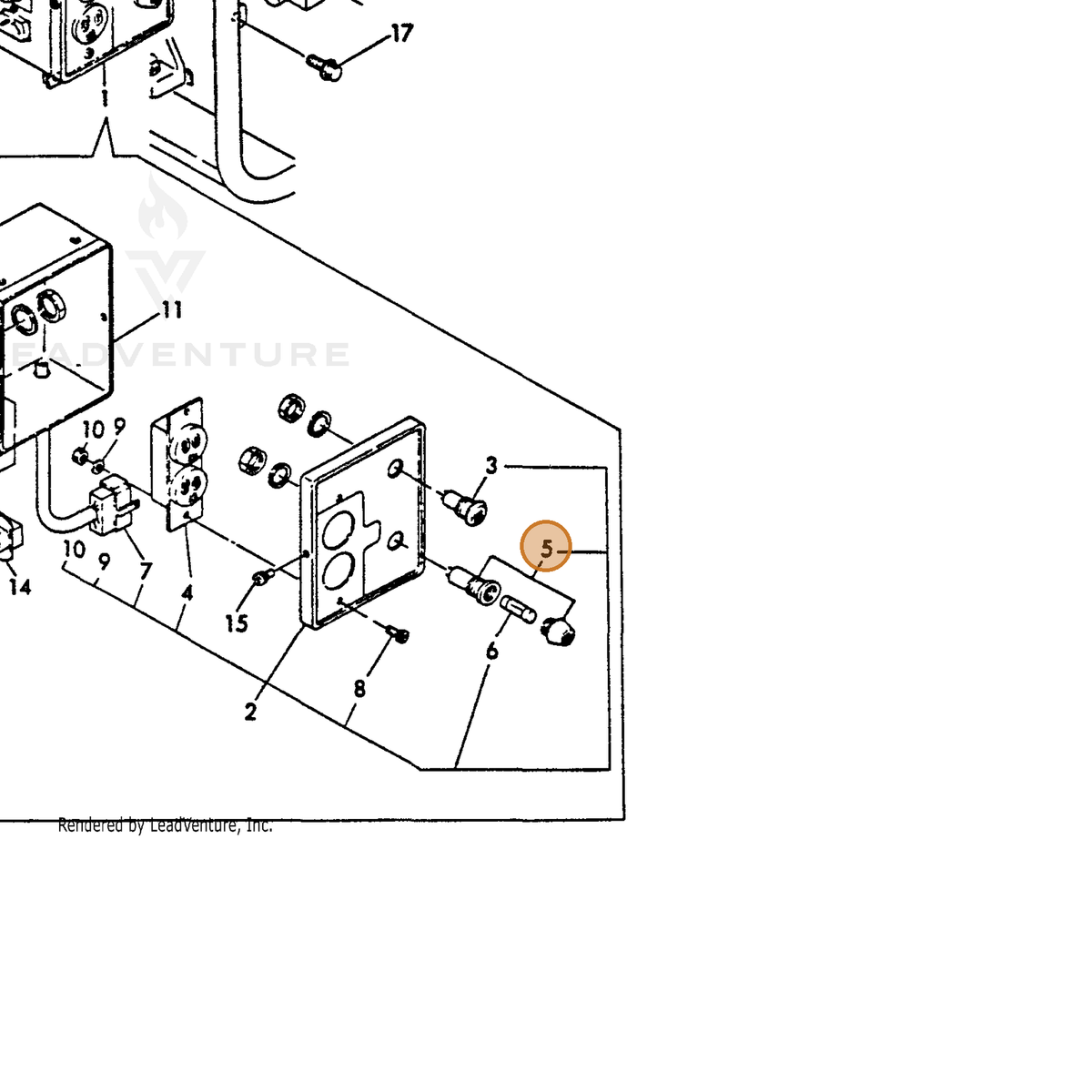 ECHO part Y18362091230 — IPL diagram snippet (6x zoom, amber highlight)