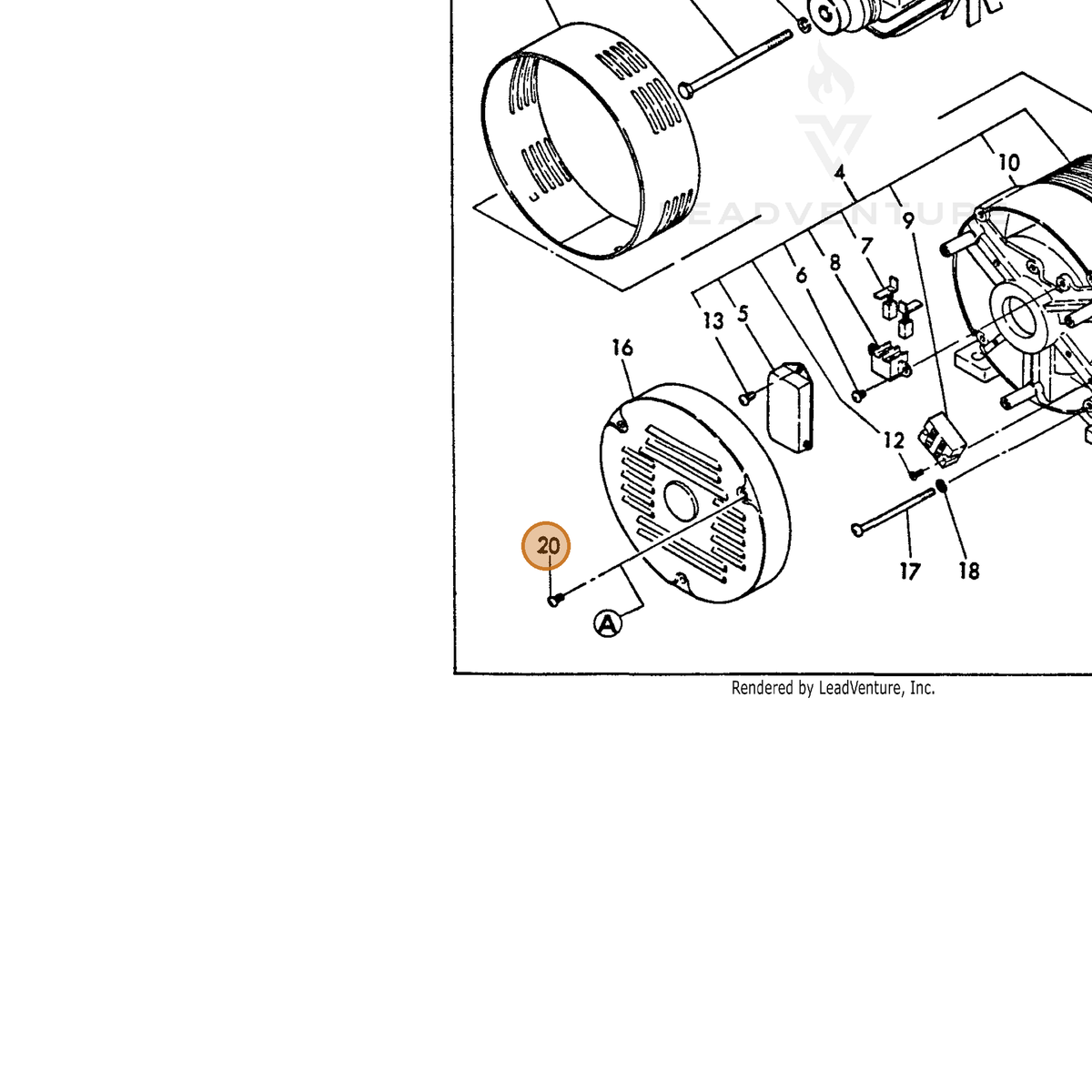 ECHO part Y18362091290 — IPL diagram snippet (6x zoom, amber highlight)