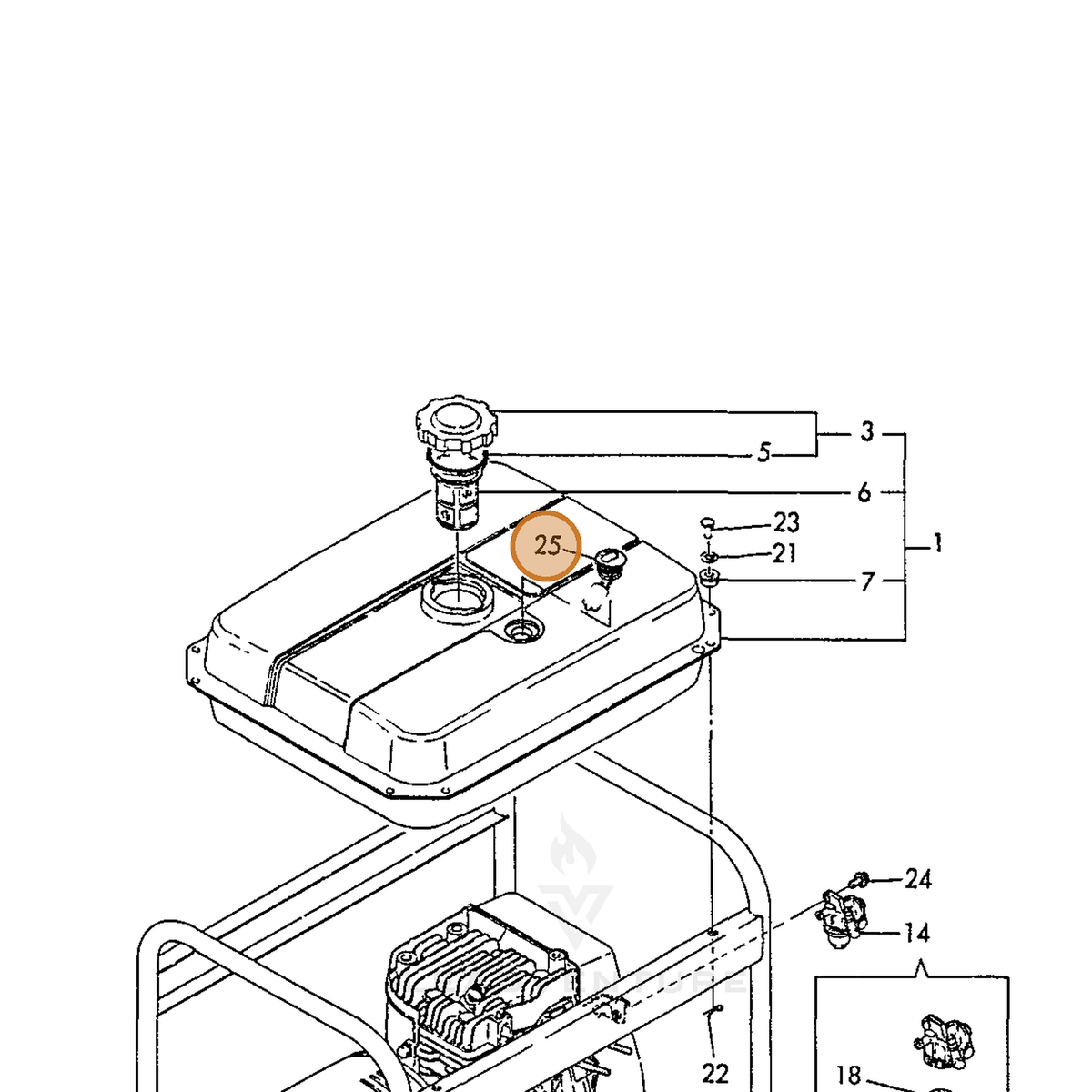 ECHO part Y18362155150 — IPL diagram snippet (6x zoom, amber highlight)