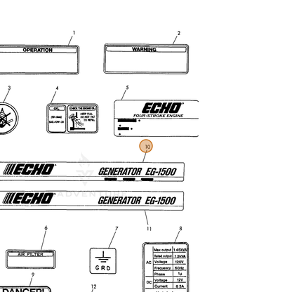 ECHO part Y18362507150 — IPL diagram snippet (6x zoom, amber highlight)