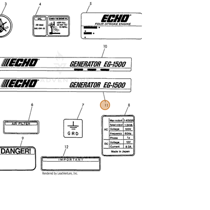ECHO part Y18362507160 — IPL diagram snippet (6x zoom, amber highlight)