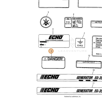 ECHO part Y18372007270 — IPL diagram snippet (6x zoom, amber highlight)