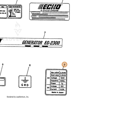 ECHO part Y18372007530 — IPL diagram snippet (6x zoom, amber highlight)