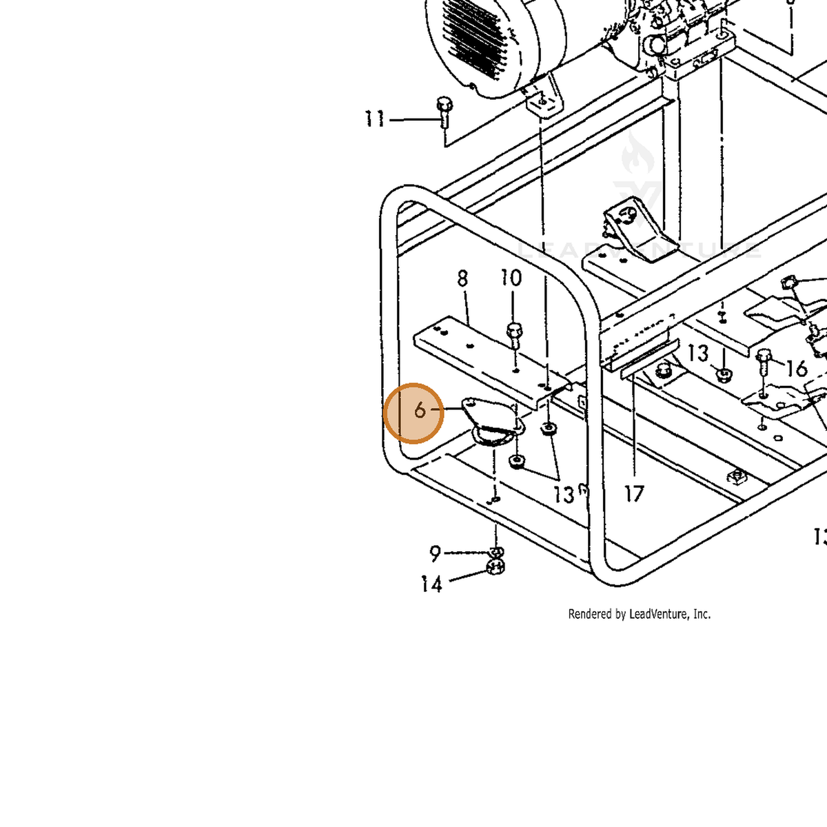 ECHO part Y18372008220 — IPL diagram snippet (6x zoom, amber highlight)
