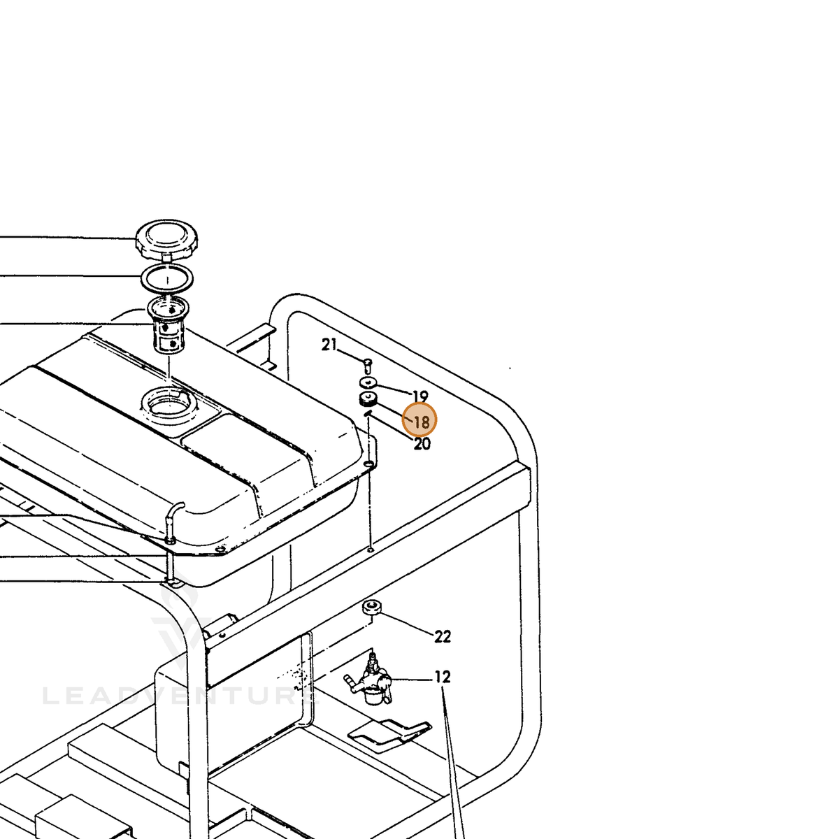 ECHO part Y18372055210 — IPL diagram snippet (6x zoom, amber highlight)