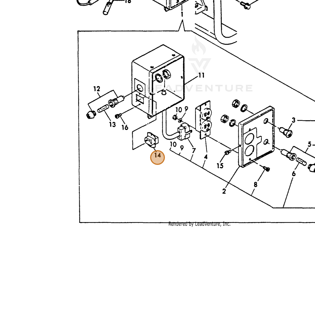 ECHO part Y18372091250 — IPL diagram snippet (6x zoom, amber highlight)