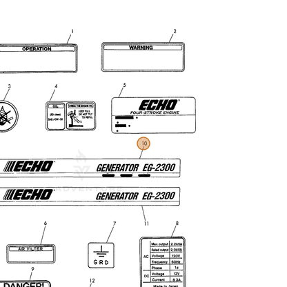 ECHO part Y18372507150 — IPL diagram snippet (6x zoom, amber highlight)
