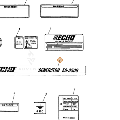 ECHO part Y18382007120 — IPL diagram snippet (6x zoom, amber highlight)