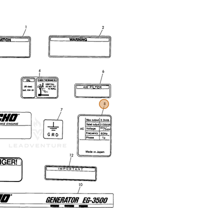 ECHO part Y18382007560 — IPL diagram snippet (6x zoom, amber highlight)