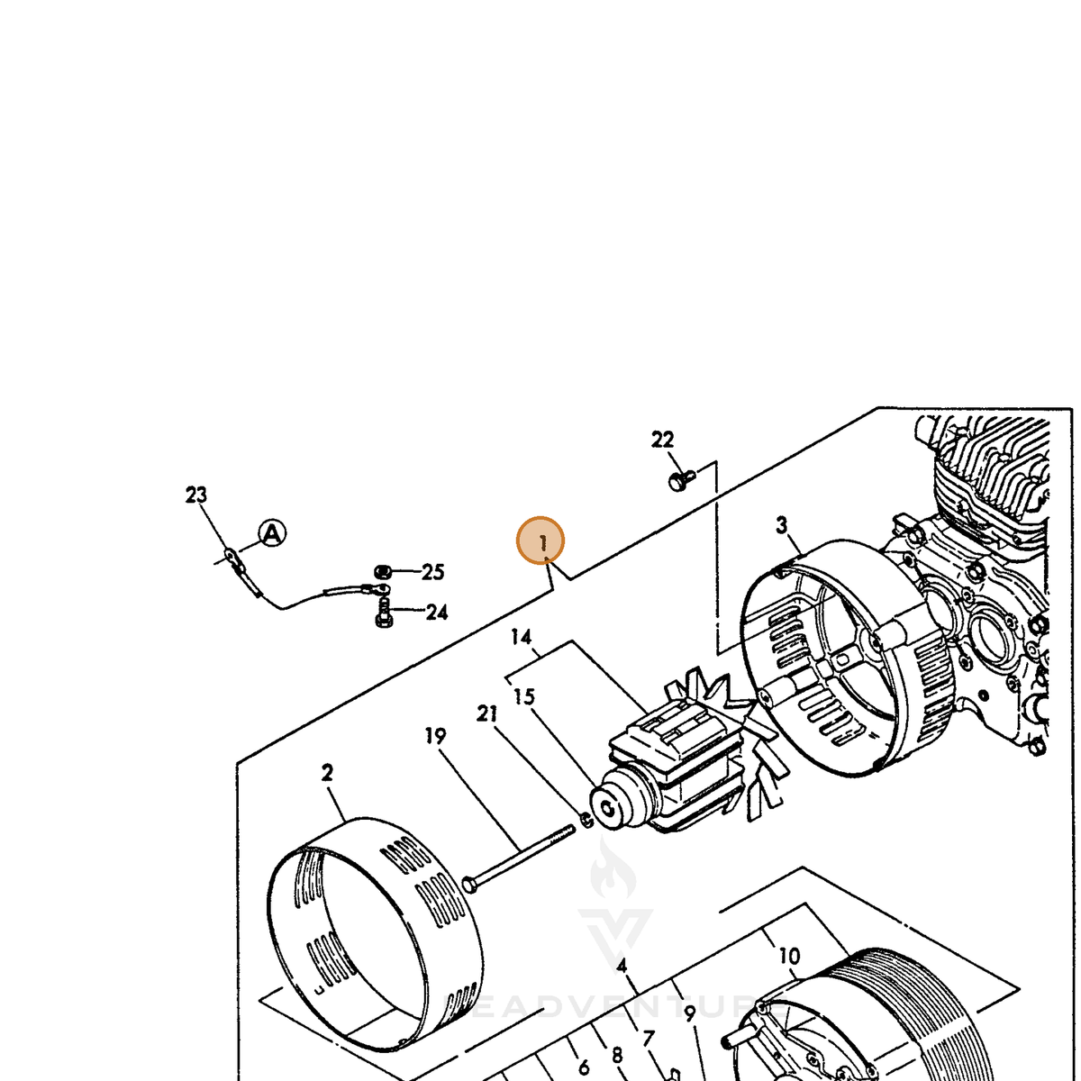 ECHO part Y18382074110 — IPL diagram snippet (6x zoom, amber highlight)
