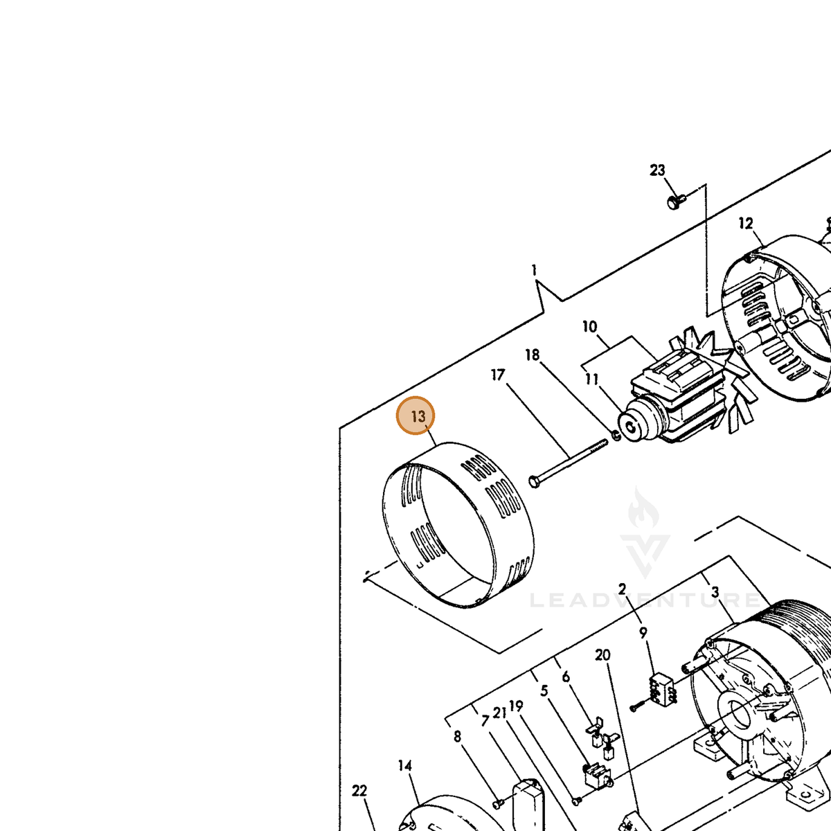 ECHO part Y18382074140 — IPL diagram snippet (6x zoom, amber highlight)