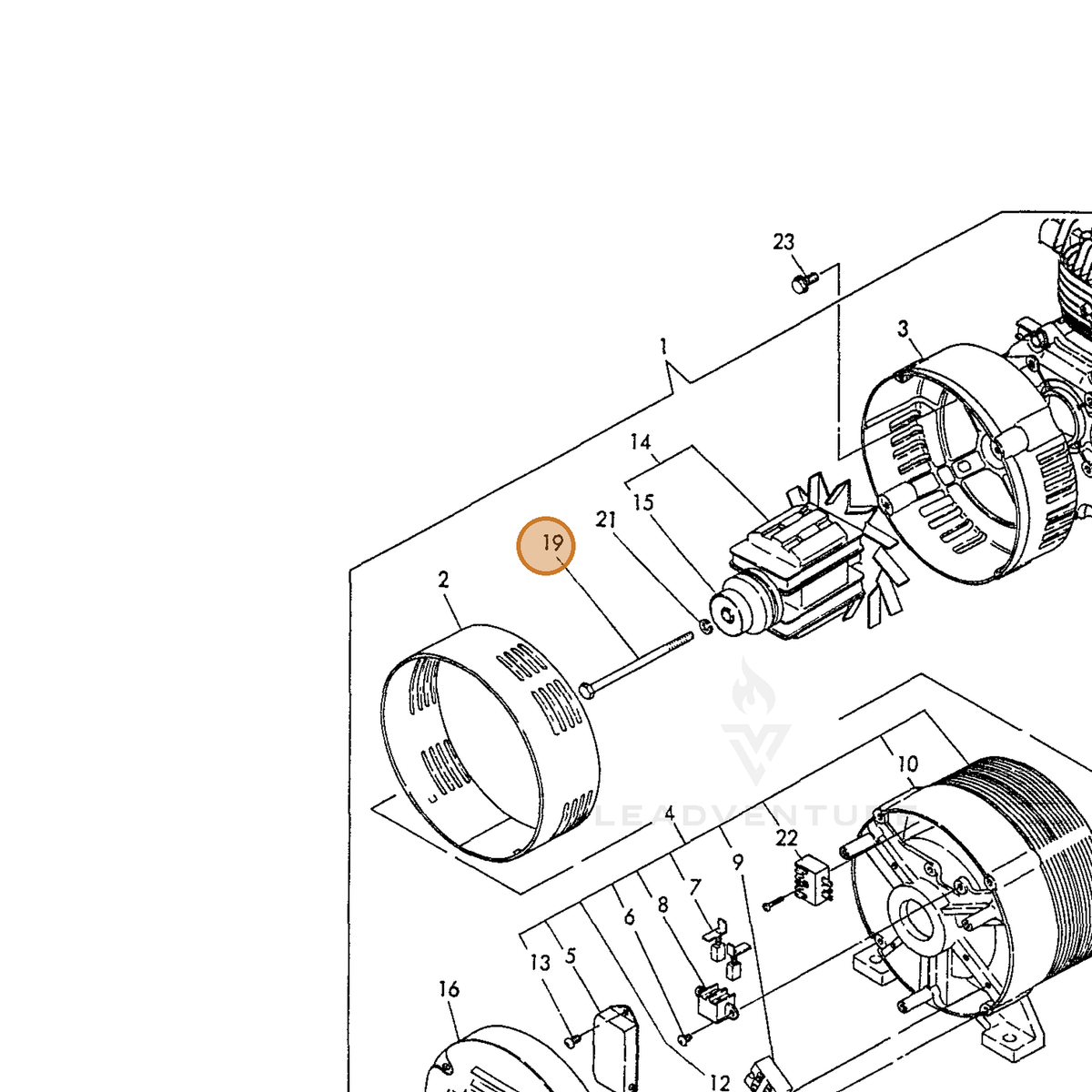 ECHO part Y18382074430 — IPL diagram snippet (6x zoom, amber highlight)