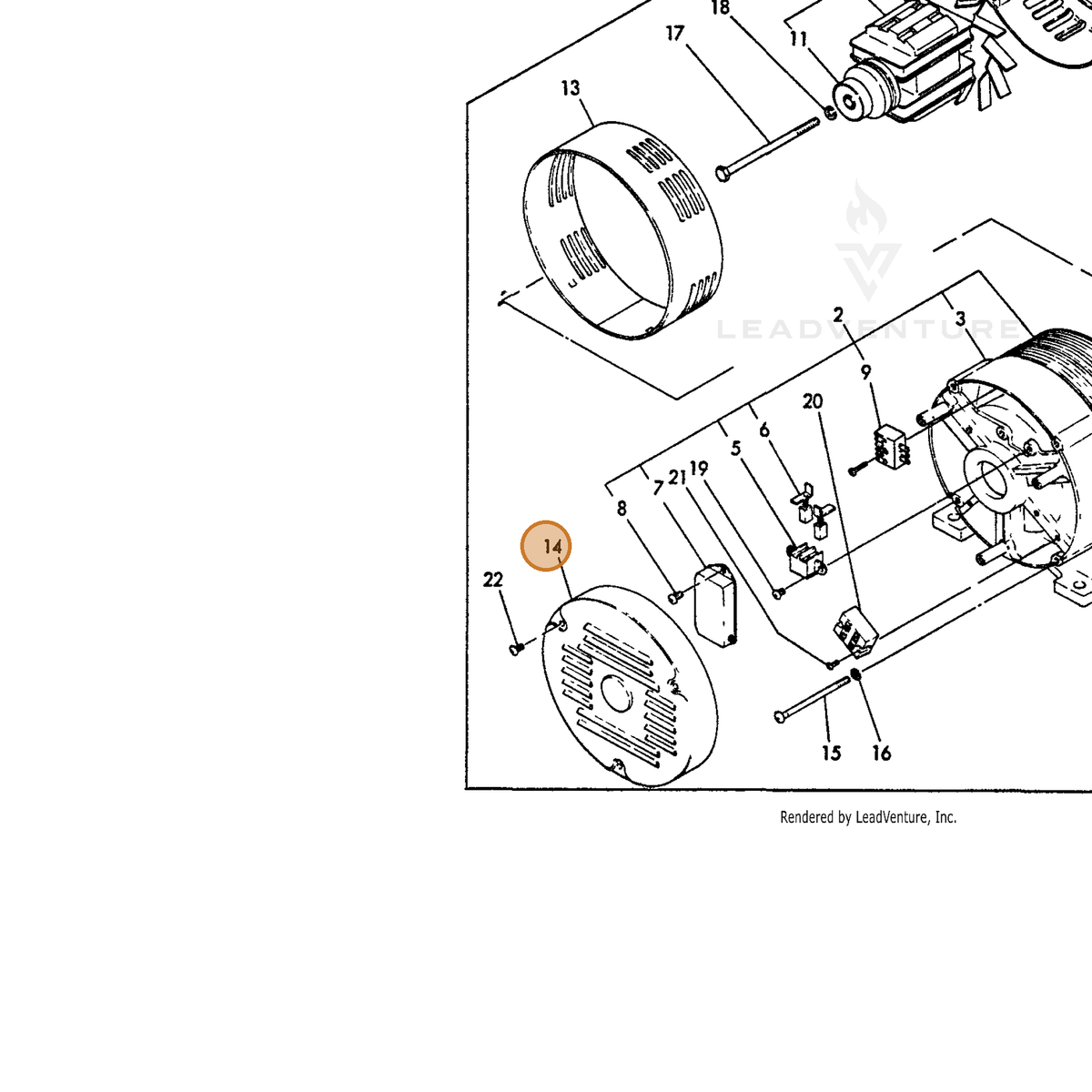 ECHO part Y18382074450 — IPL diagram snippet (6x zoom, amber highlight)
