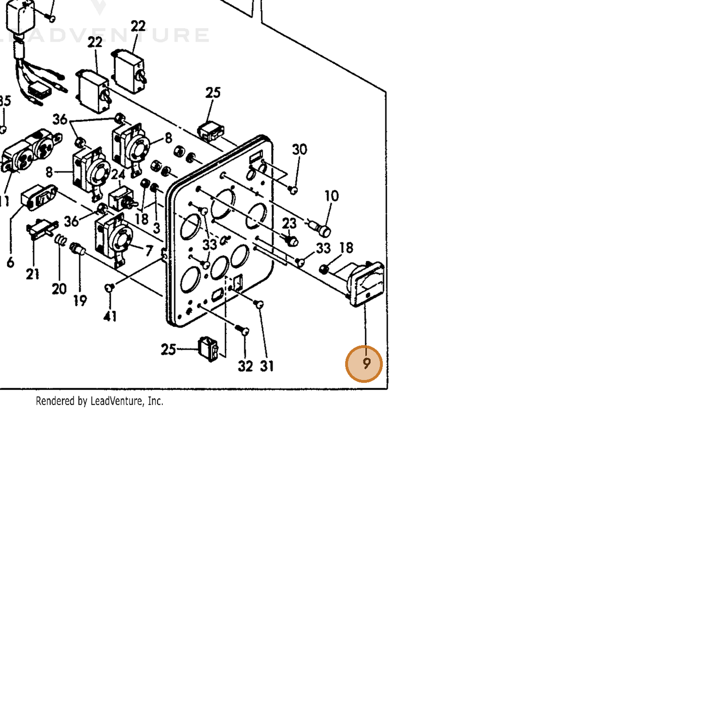 ECHO part Y18382091270 — IPL diagram snippet (6x zoom, amber highlight)