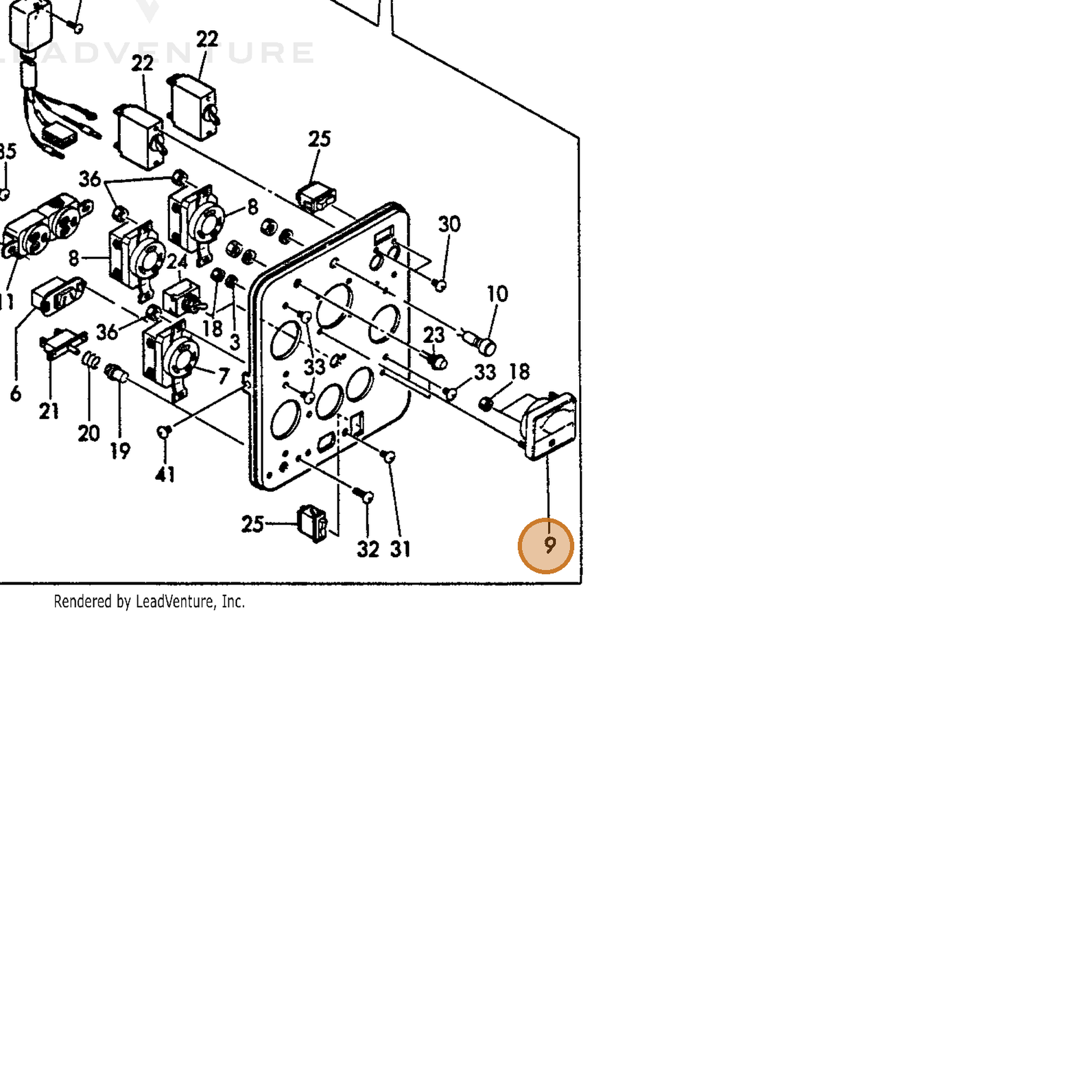 ECHO part Y18382091270 — IPL diagram snippet (6x zoom, amber highlight)