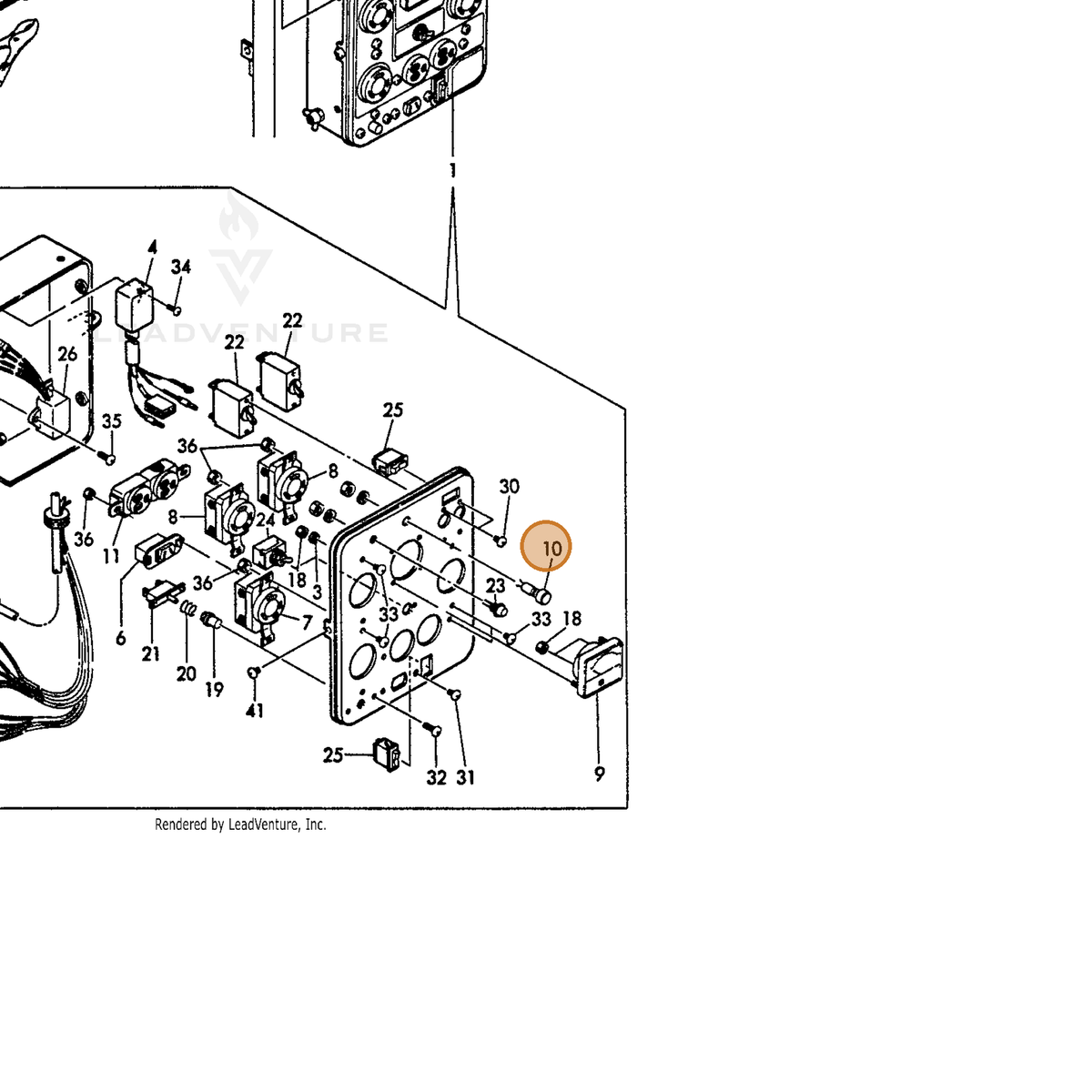 ECHO part Y18382091310 — IPL diagram snippet (6x zoom, amber highlight)