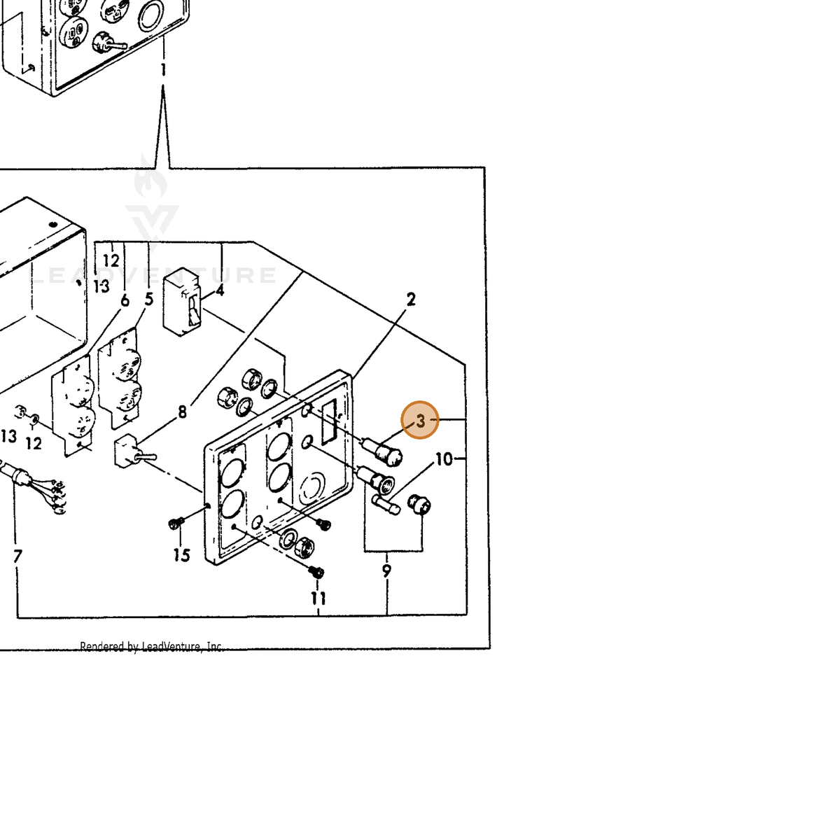 ECHO part Y18382091320 — IPL diagram snippet (6x zoom, amber highlight)