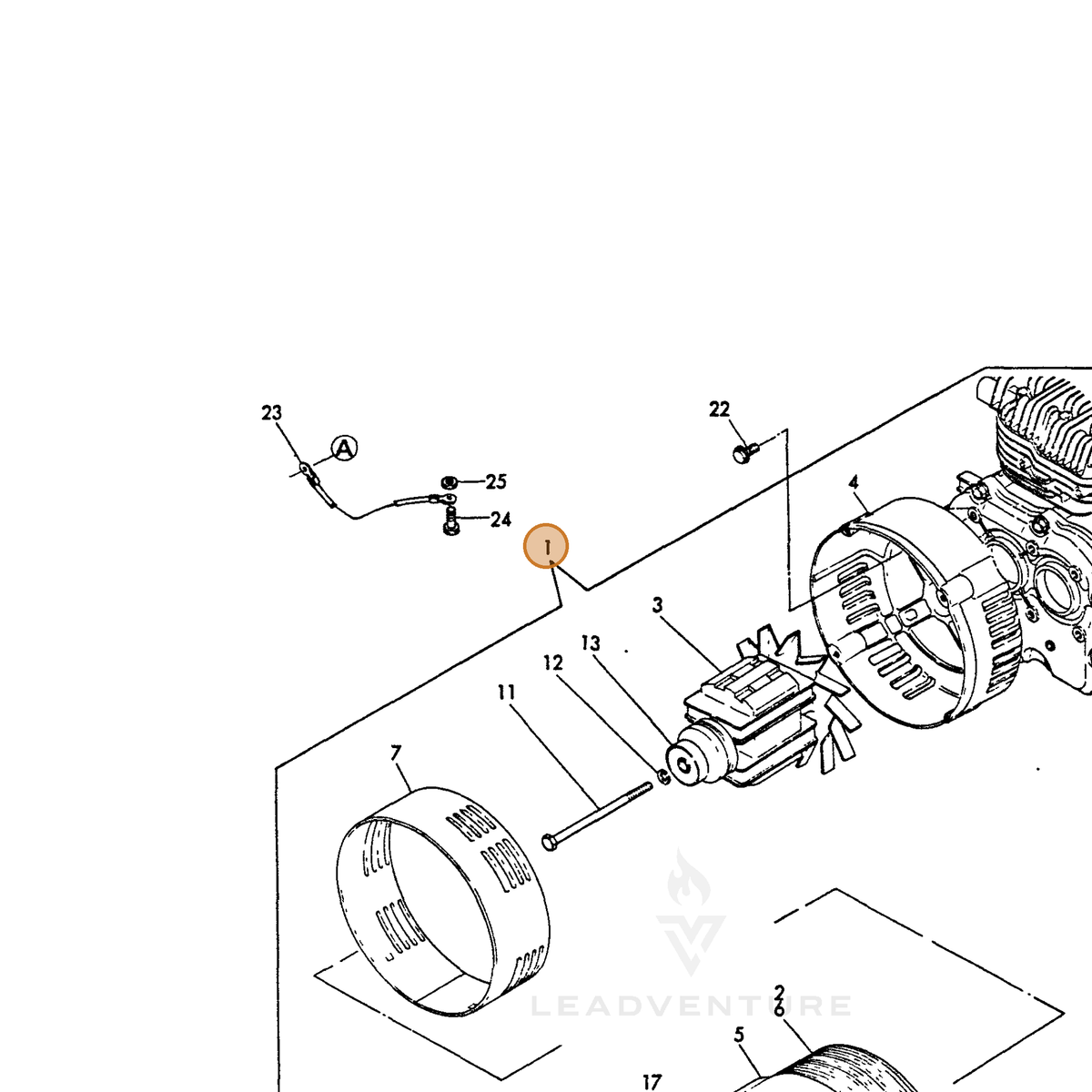 ECHO part Y18392074110 — IPL diagram snippet (6x zoom, amber highlight)