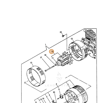ECHO part Y18392074350 — IPL diagram snippet (6x zoom, amber highlight)