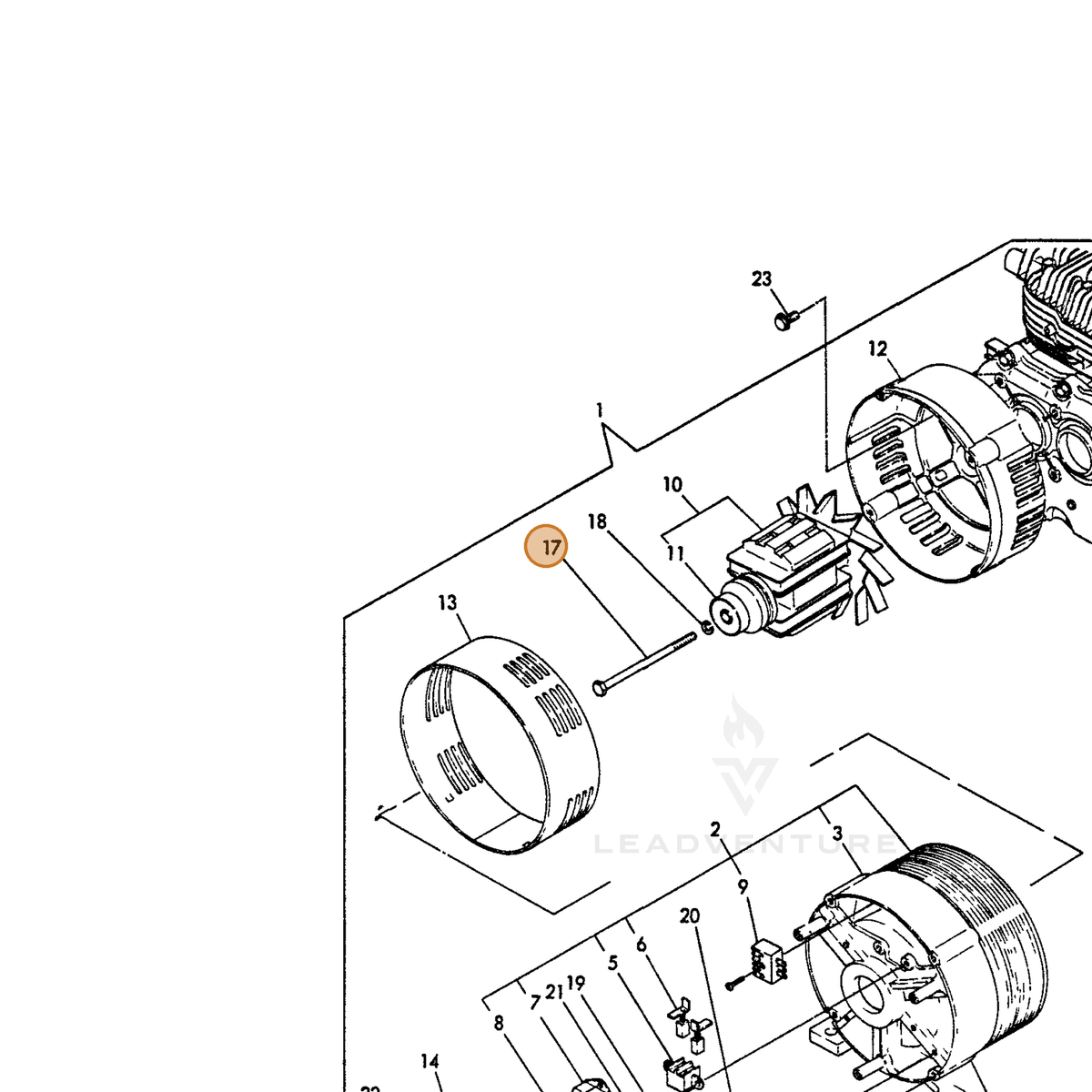 ECHO part Y18392074430 — IPL diagram snippet (6x zoom, amber highlight)
