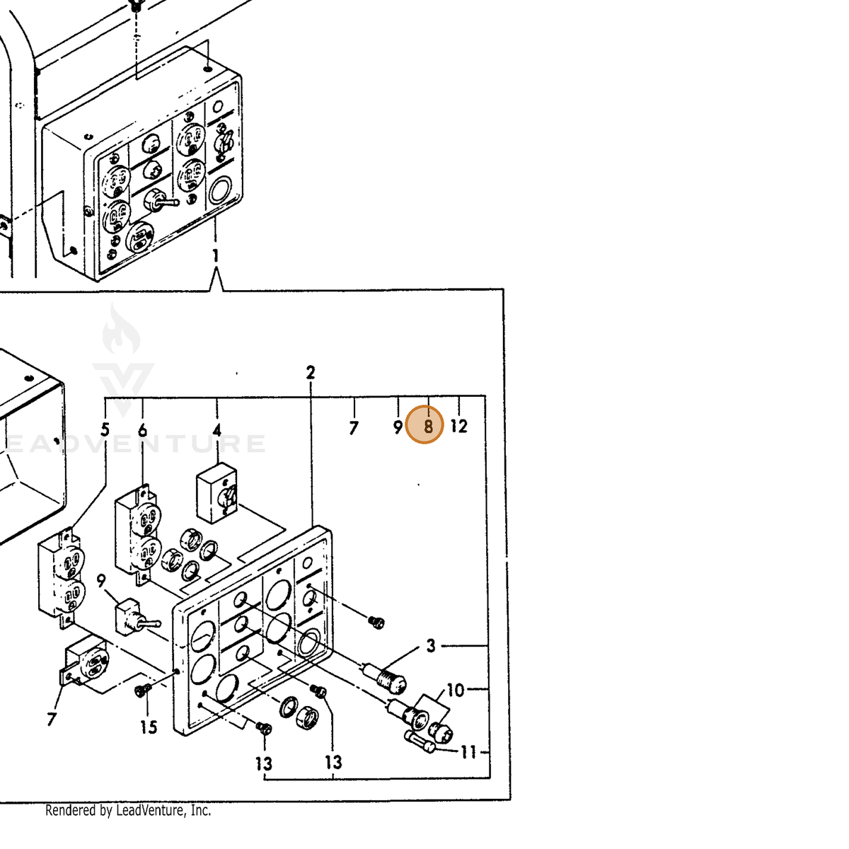 ECHO part Y18392091390 — IPL diagram snippet (6x zoom, amber highlight)