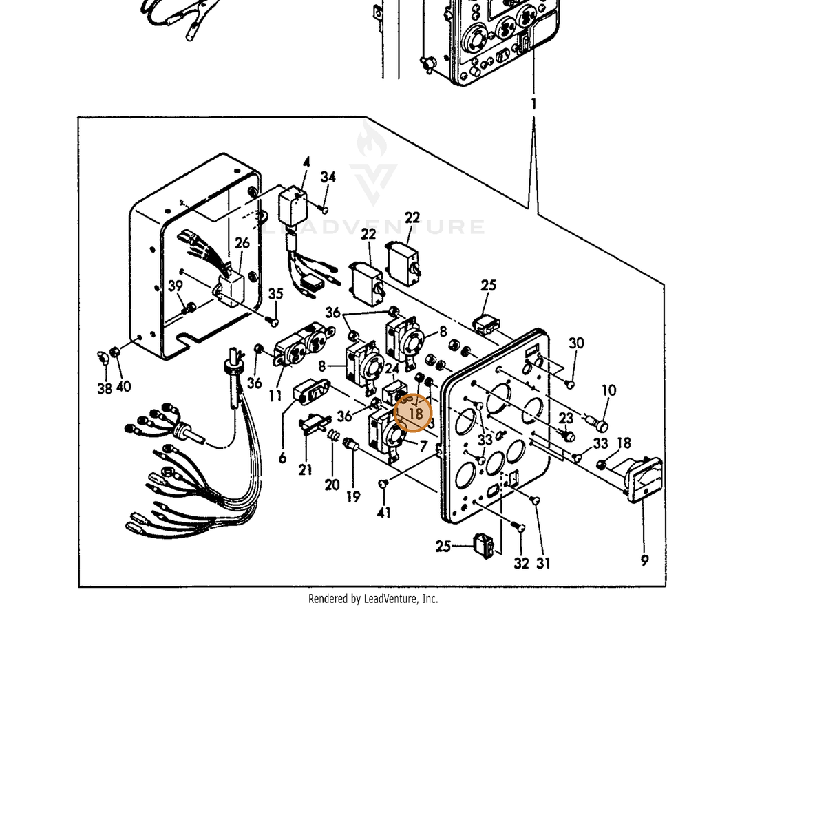 ECHO part Y18392591990 — IPL diagram snippet (6x zoom, amber highlight)