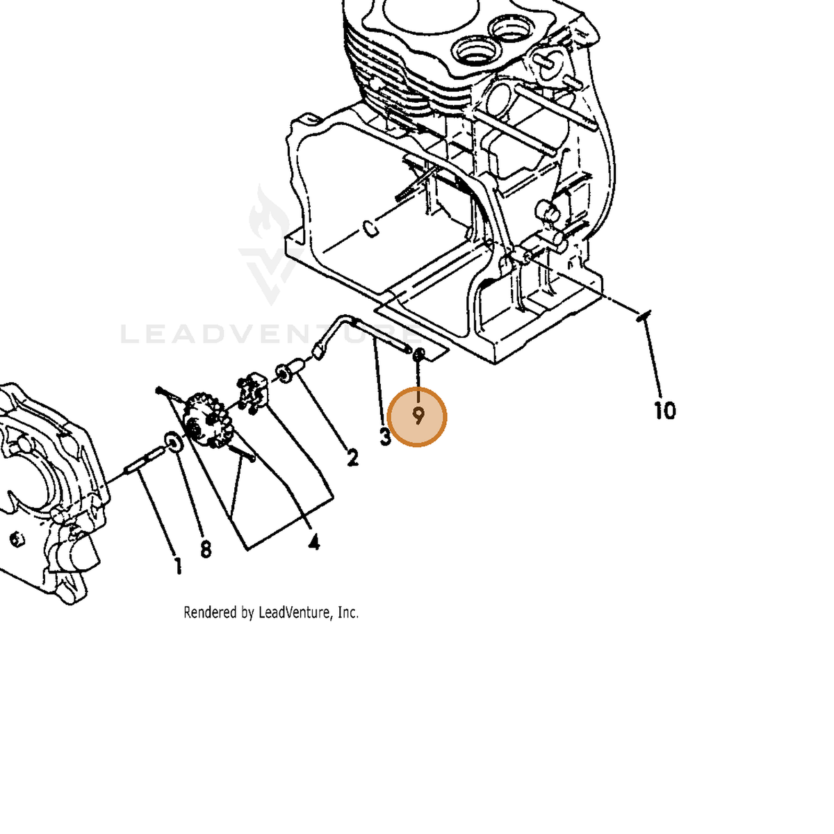 ECHO part Y22137080000 — IPL diagram snippet (6x zoom, amber highlight)