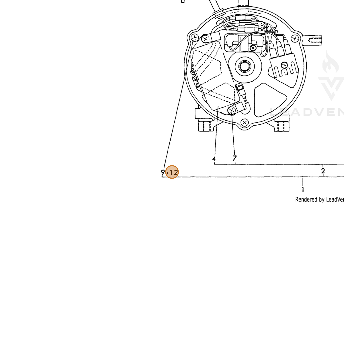ECHO part Y22217050000 — IPL diagram snippet (6x zoom, amber highlight)