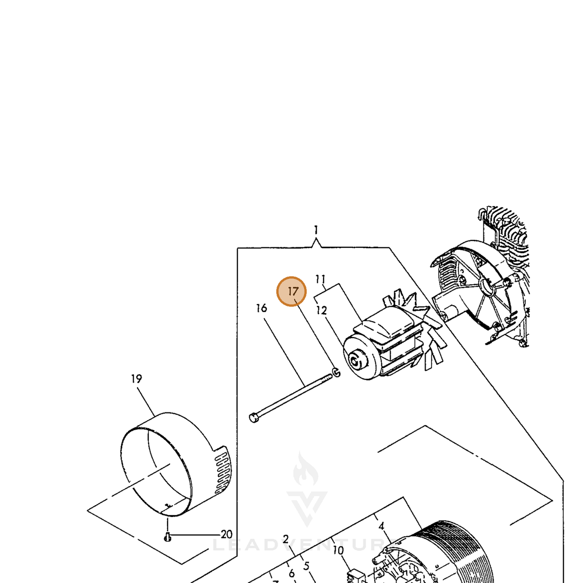 ECHO part Y22217080000 — IPL diagram snippet (6x zoom, amber highlight)