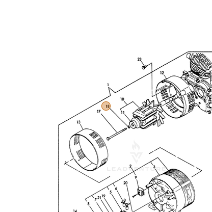 ECHO part Y22217100000 — IPL diagram snippet (6x zoom, amber highlight)