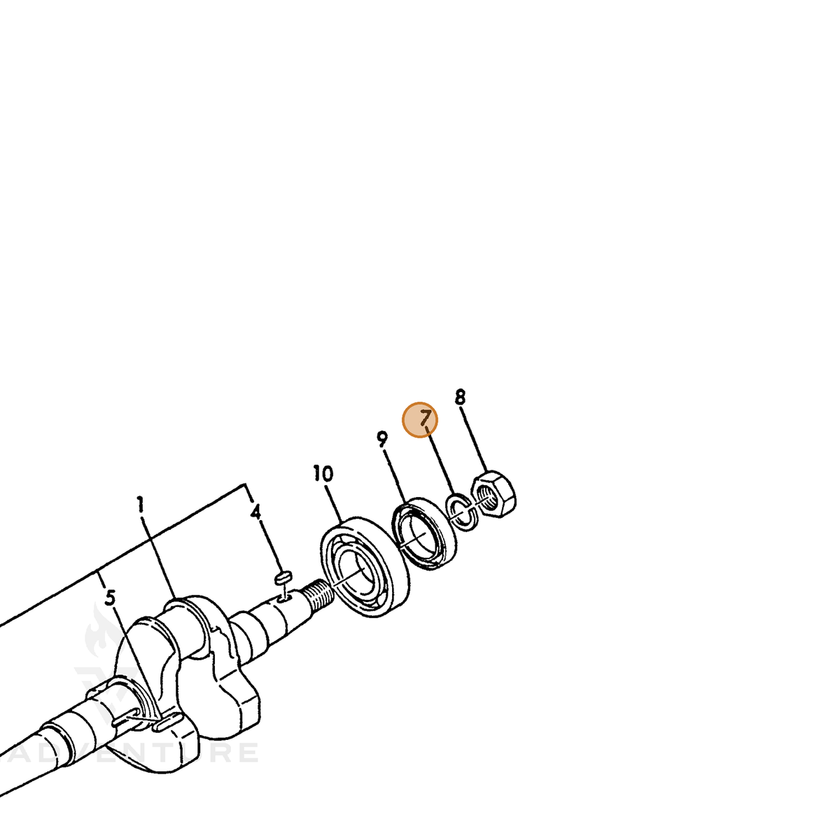 ECHO part Y22217160000 — IPL diagram snippet (6x zoom, amber highlight)