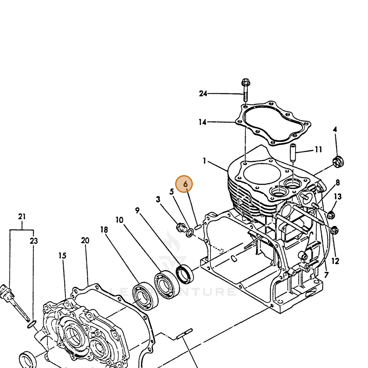 ECHO part Y22312060160 — IPL diagram snippet (6x zoom, amber highlight)