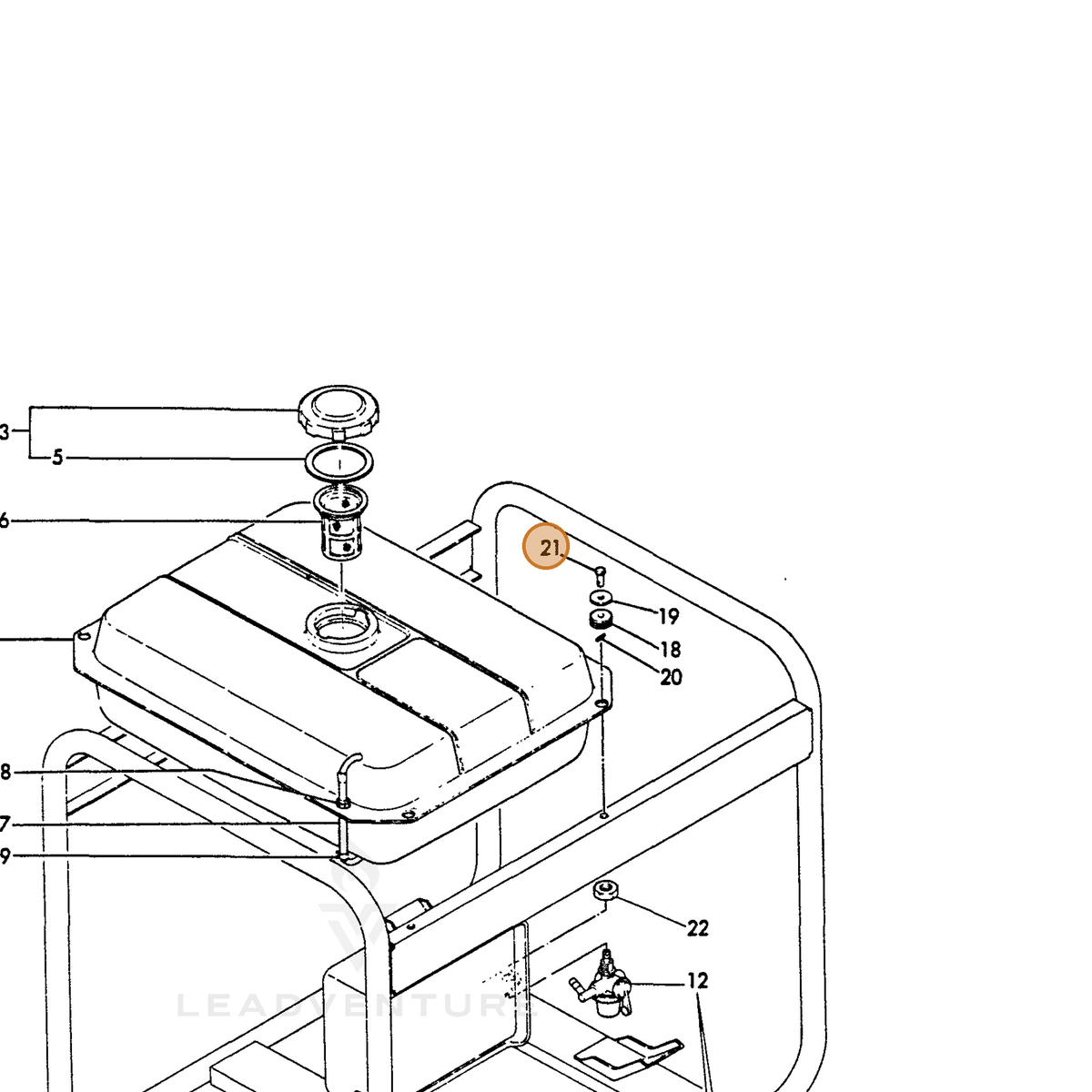 ECHO part Y22487060140 — IPL diagram snippet (6x zoom, amber highlight)