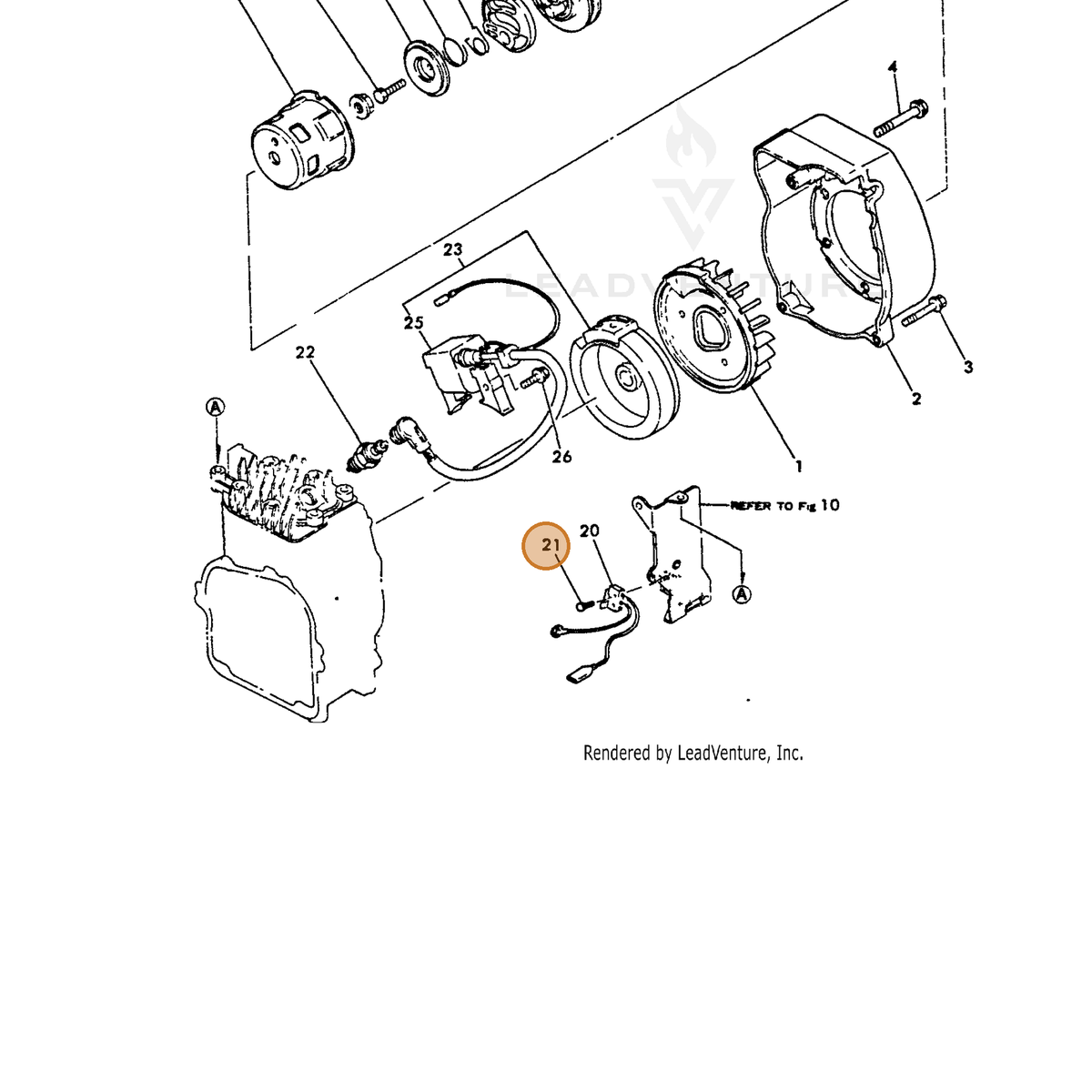 ECHO part Y22857200100 — IPL diagram snippet (6x zoom, amber highlight)