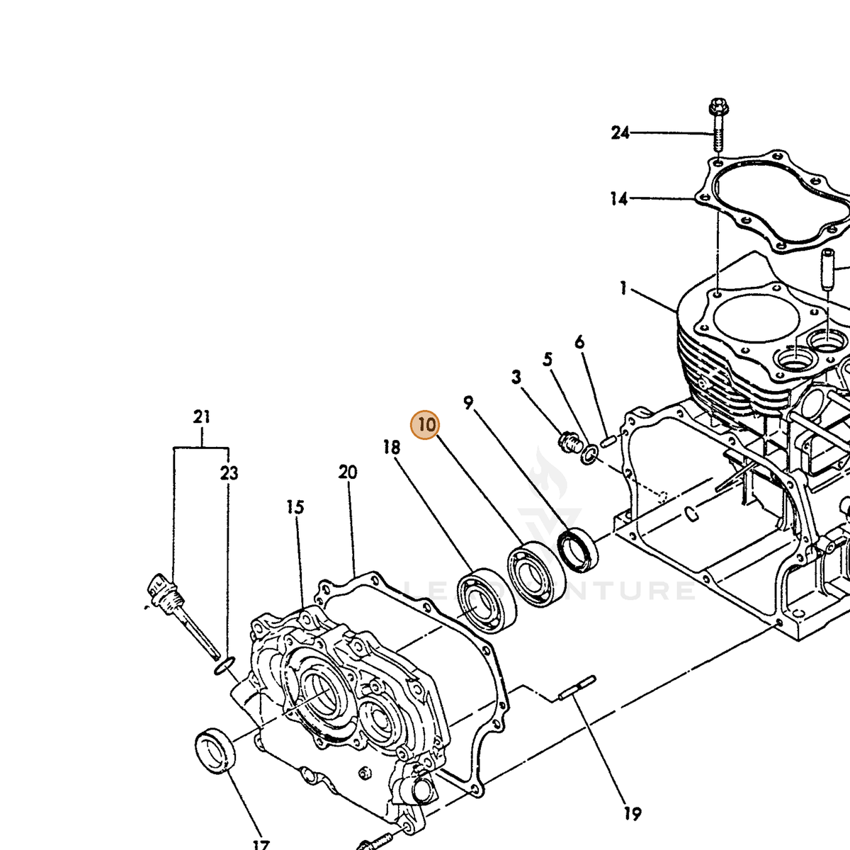 ECHO part Y24101062060 — IPL diagram snippet (6x zoom, amber highlight)