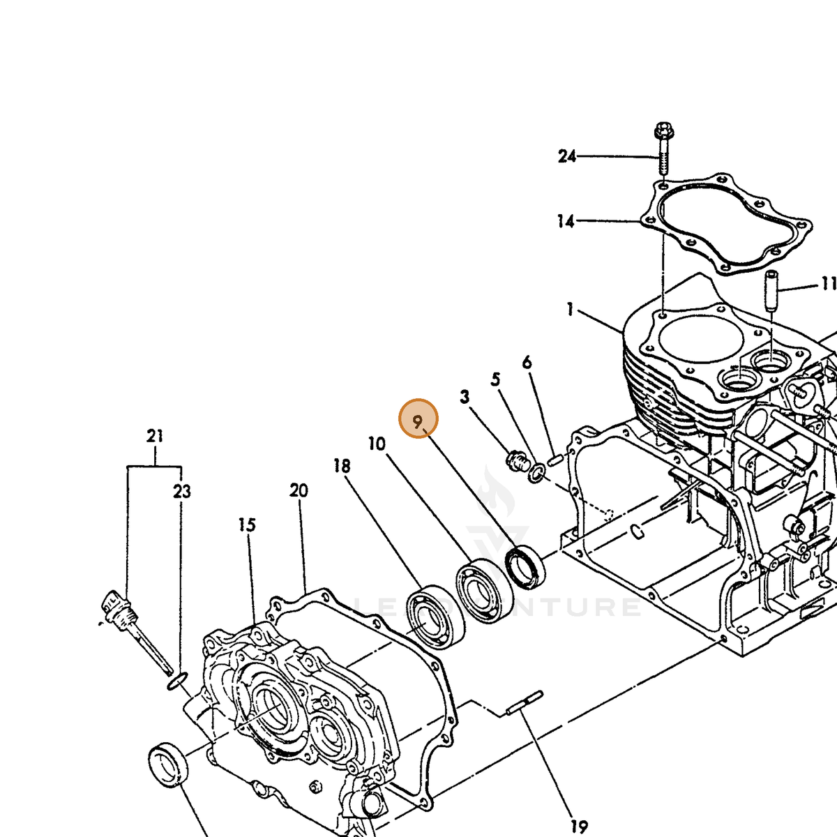 ECHO part Y24421304508 — IPL diagram snippet (6x zoom, amber highlight)