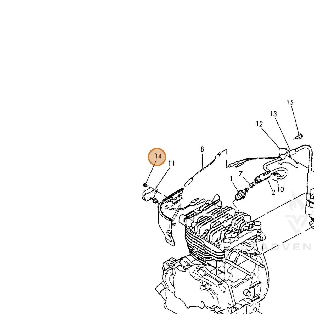 ECHO part Y26023050102 — IPL diagram snippet (6x zoom, amber highlight)