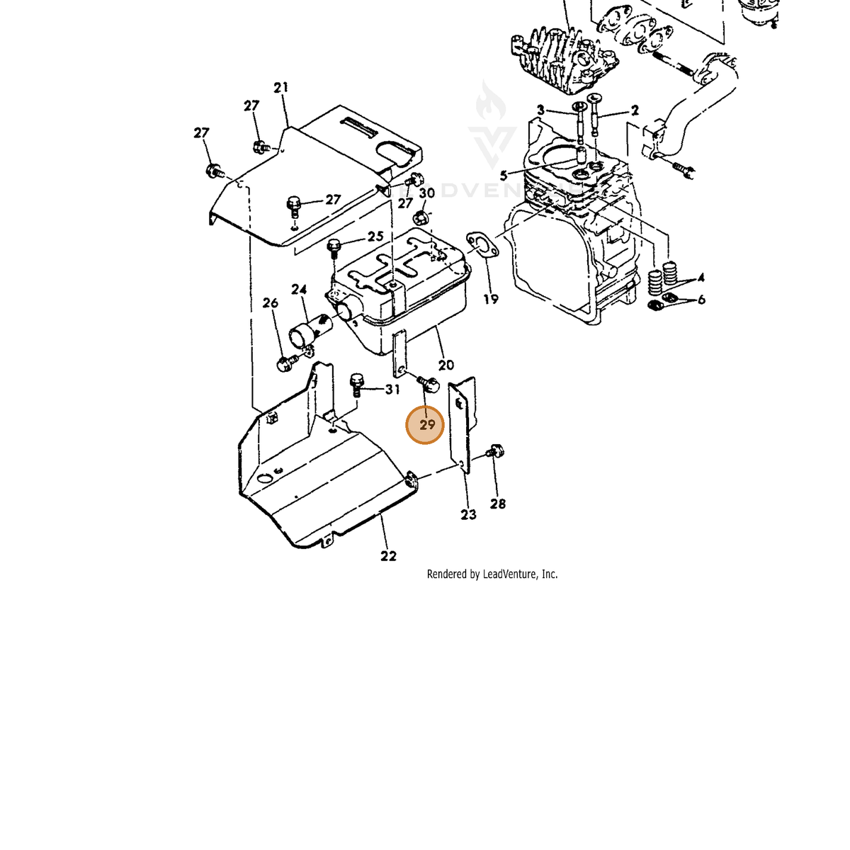 ECHO part Y26106060122 — IPL diagram snippet (6x zoom, amber highlight)