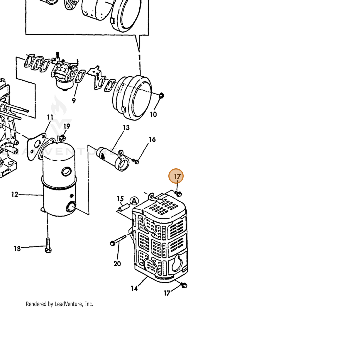 ECHO part Y26106060162 — IPL diagram snippet (6x zoom, amber highlight)
