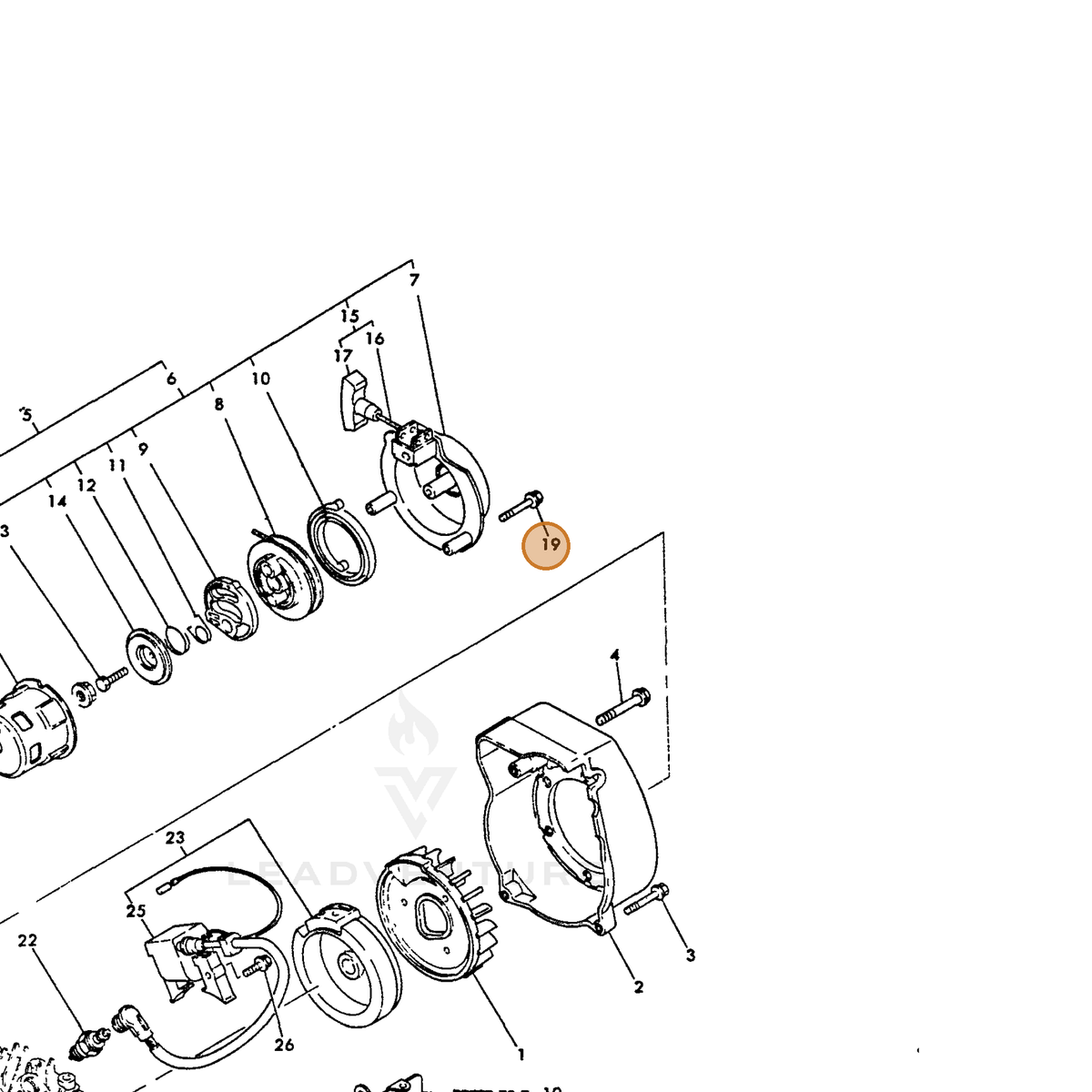 ECHO part Y26106060352 — IPL diagram snippet (6x zoom, amber highlight)