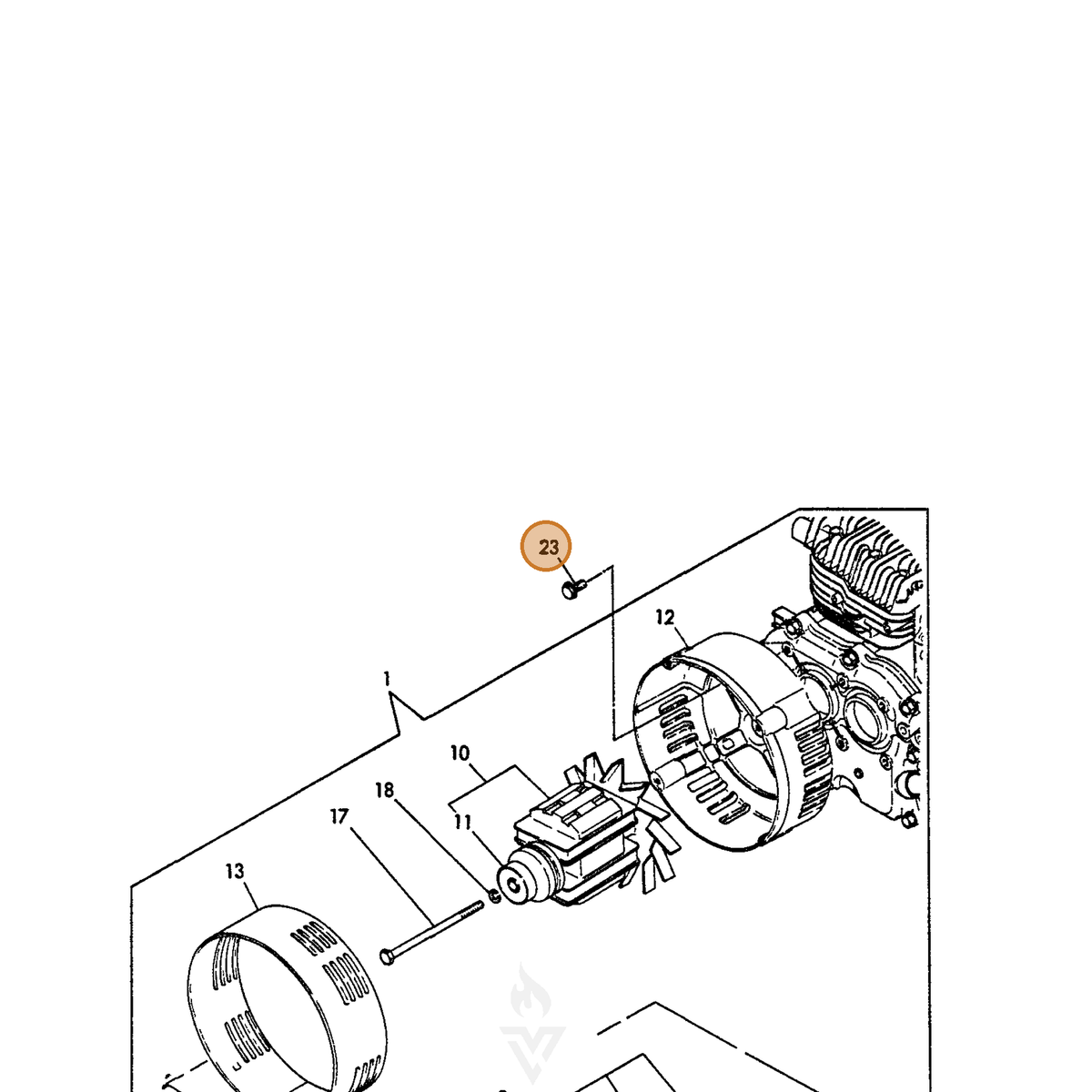 ECHO part Y26106080202 — IPL diagram snippet (6x zoom, amber highlight)