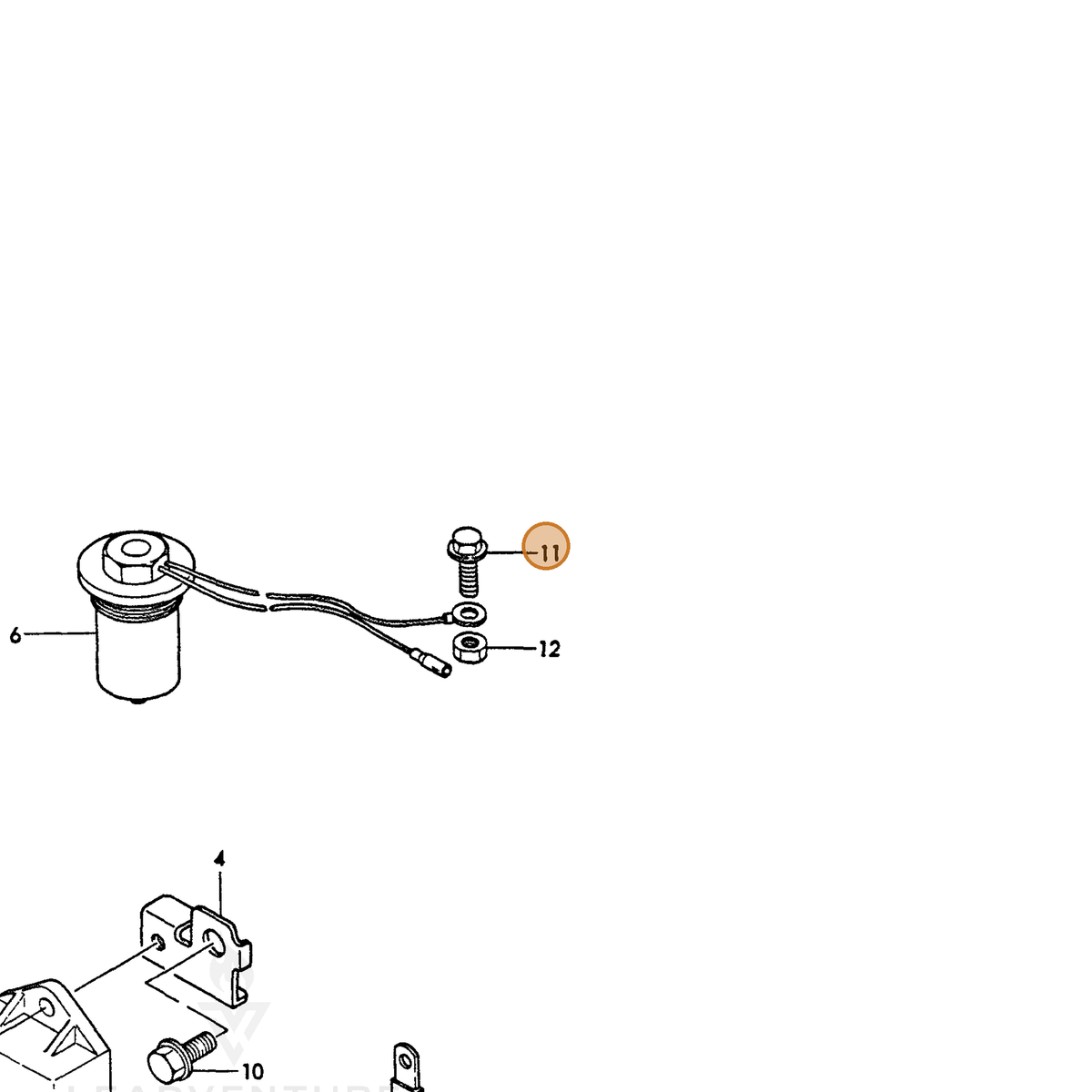 ECHO part Y26113060162 — IPL diagram snippet (6x zoom, amber highlight)