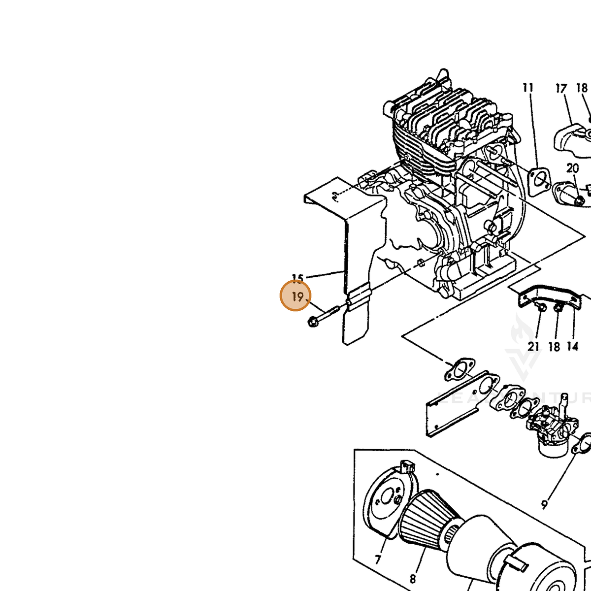 ECHO part Y26116080602 — IPL diagram snippet (6x zoom, amber highlight)